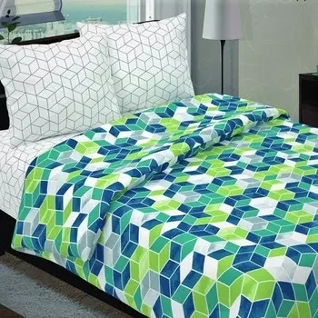 Комплект из бязи 2 сп. европростынь Мозаика (бирюзовый)