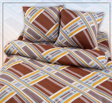 Комплект из бязи 2 сп. европростынь Стильная клетка (коричневый)