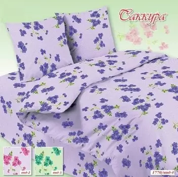 Комплект из бязи 2-спальный Цветы (сиреневый)
