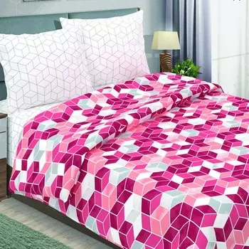Комплект из бязи 2-спальный Мозаика (малиновый)