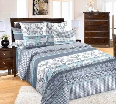 Комплект из перкаля 2-спальный Лапландия (голубой)