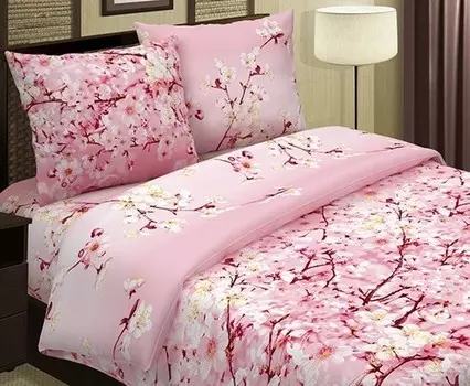 Комплект из поплина евро Сакура (розовый)