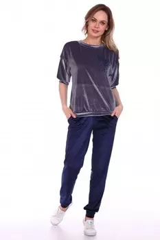 Костюм бархатный Тамика (серо-синий)