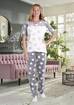 Костюм из велсофта Гратус (розово-серый)