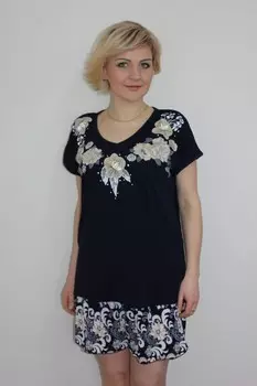 Костюм трикотажный Алэйна (бежевые цветы) рр