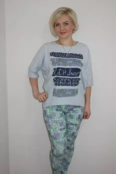 Костюм трикотажный Анж (зеленые буквы) рр