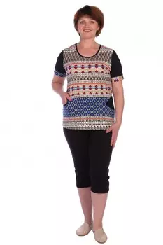 Костюм трикотажный Ефросинья (бежево-синий) рр