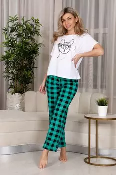 Костюм трикотажный Хеллен (бело-зеленый)
