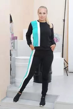 Костюм трикотажный Шейла (черно-ментоловый)
