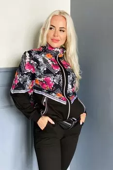 Костюм трикотажный Тасфия (черные цветы)