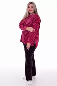 Костюм велюровый Дебора (красно-серый)