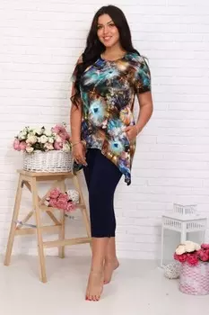 Костюм вискозный Эстер (синий) рр