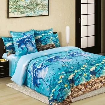 Набор из 2-х наволочек 50x70 Дельфины зк