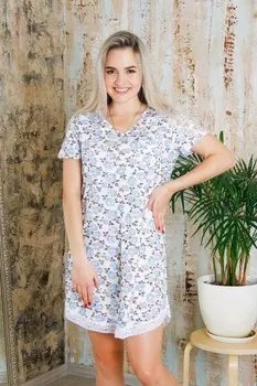 Ночная сорочка Алла (голубые цветы)