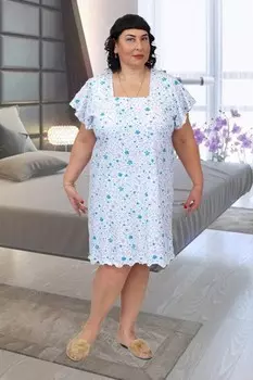 Ночная сорочка Эста (бирюзовые цветы)