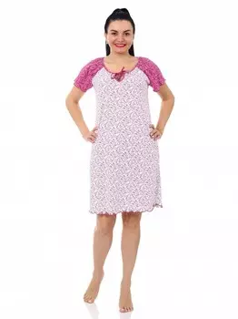 Ночная сорочка Капелька (бело-малиновая)