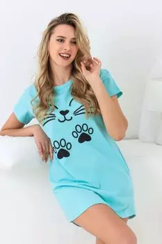 Ночная сорочка Котик (ментоловая)