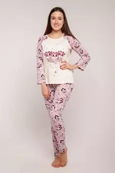 Пижама трикотажная Аделис (бежево-розовая)