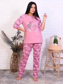 Пижама трикотажная Акура (розовая)