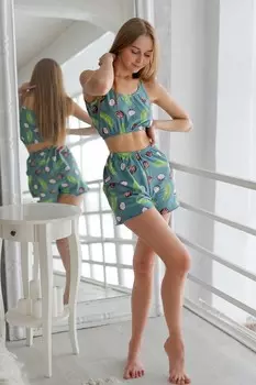 Пижама трикотажная Алена (зеленая)