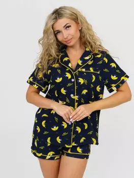 Пижама трикотажная Бернис (темно-синяя)