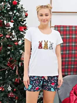 Пижама трикотажная Елочка (синяя)