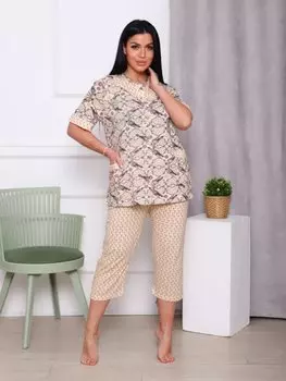 Пижама трикотажная Файма (бежевая)