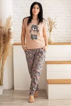 Пижама трикотажная Фарида (бежевая)