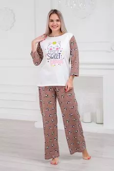 Пижама трикотажная Фауста (коричневая)