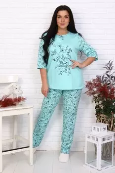 Пижама трикотажная Флора (ментоловая)