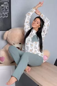 Пижама трикотажная Флорита (зеленая)