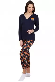 Пижама трикотажная Фокс (темно-синяя)