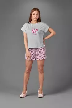 Пижама трикотажная Илона (серо-розовая)
