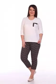 Пижама трикотажная Кэрита (бело-коричневая)