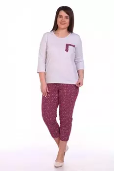 Пижама трикотажная Кэрита (серо-бордовая)