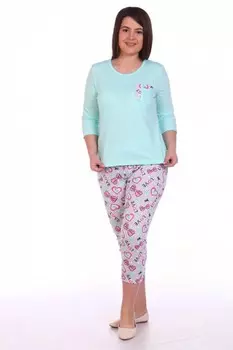 Пижама трикотажная Кэрита (серо-ментоловая)
