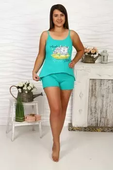 Пижама трикотажная Котик (зеленая) рр