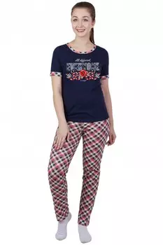 Пижама трикотажная Лена (темно-синяя)