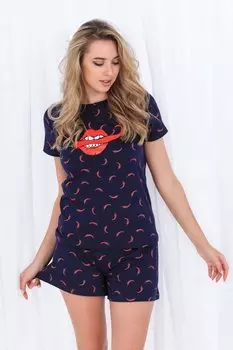 Пижама трикотажная Леола (темно-синяя)