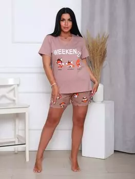 Пижама трикотажная Марлен (бежевая)