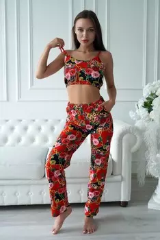 Пижама трикотажная Милена (красная)