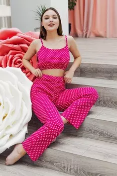 Пижама трикотажная Милена (малиновая)