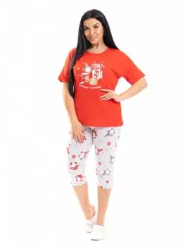 Пижама трикотажная Сара (красная)