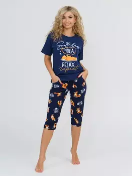 Пижама трикотажная Сара (темно-синяя)