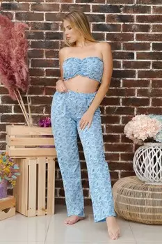 Пижама трикотажная Стефания (голубая)