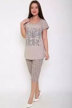 Пижама трикотажная Вечеринка (бежевая) рр
