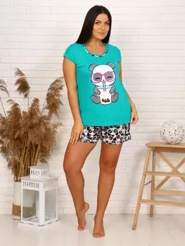 Пижама трикотажная Вероника (изумрудная)