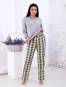 Пижама трикотажная Весна (серо-желтая)