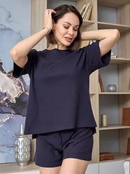 Пижама вафельная Исанетта (синяя)