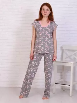 Пижама вискозная Иринда (розовые цветы)